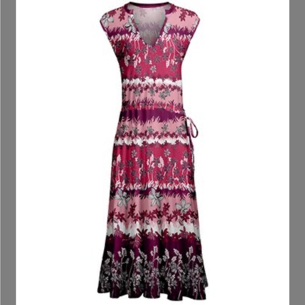 Lily 2/$40 mauve/magenta/pink sleeveless belted maxi dress